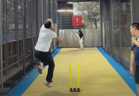 Bowling practice at training